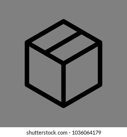 Box icon. Vector. Black icon on medium gray background. Isolated.