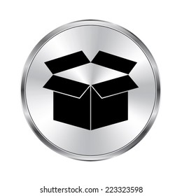 box icon - vector brushed metal button