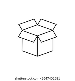 Vector de icono de caja. Caja de cartón, embalaje abierto. Icono del Vector de la caja aislado en el fondo blanco.