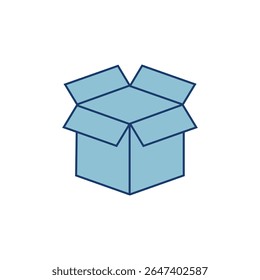 Vector de icono de caja. Caja de cartón, embalaje abierto. Icono del Vector de la caja aislado en el fondo blanco.