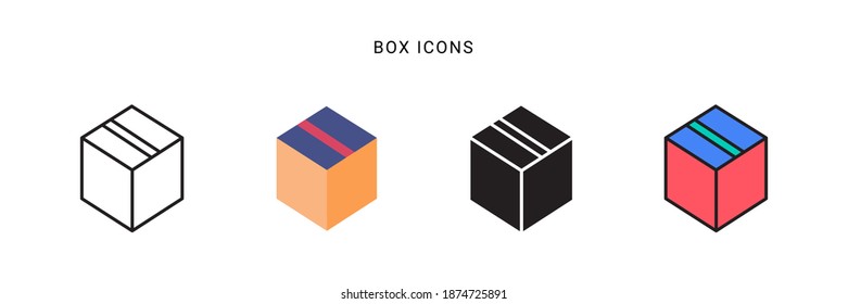 box icon vector with different style design. isolated on white background