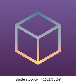 Box icon. Vector. Evening gradient icon at violet background.