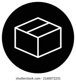 Box Icon, Vector. Flat Design. White Icon On Black Circle. White Background.ai