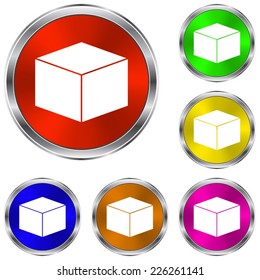 box  icon - vector glossy colourful buttons