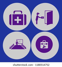 box icon. box vector icons set courier gives parcel, first aid bag, present new idea and toolbox