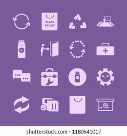 box icon. box vector icons set gear sprout, first aid bag, toolbox and speech clouds