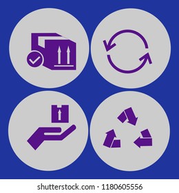 box icon. box vector icons set recycle sign, hand parcel and parcel box