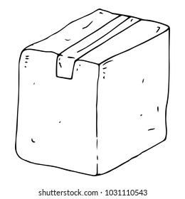 Box icon. Vector illustration of carton box. Hand drawn packed box.