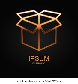 Box icon. Vector Illustration. Design logo element. Isolated on black background.
