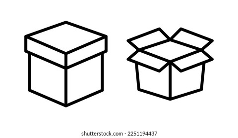 Ilustración vectorial de icono de caja. signo y símbolo de caja, paquete