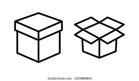 Ilustración vectorial de icono de caja. signo y símbolo de caja, paquete