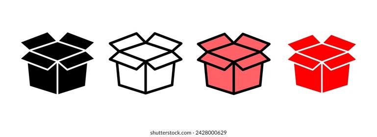 Ilustración vectorial de icono de caja. símbolo y signo de caja, paquete, paquete