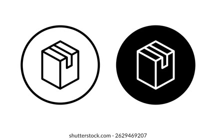 Ilustración vectorial del icono de la caja. muestra y símbolo de la caja, paquete, paquete