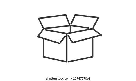 Icono de cuadro. Ilustración de una caja en blanco y negro aislada por vectores