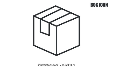 Box Icon. Vector isolated black and white illustration of a box