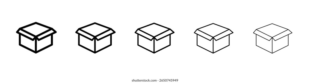 Box icon vector outline symbol or illustration