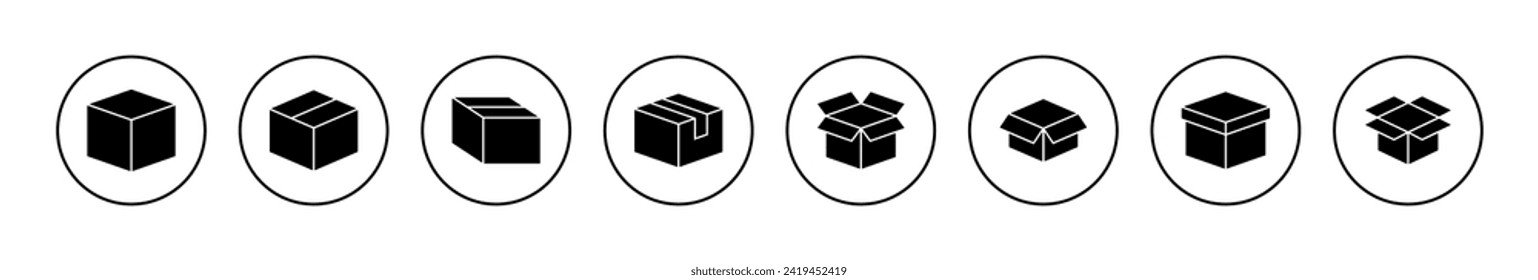Vector de icono de caja. signo y símbolo de caja, paquete
