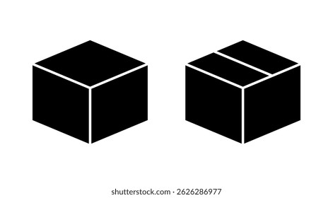 Vector del icono de la caja. muestra y símbolo de la caja, paquete, paquete