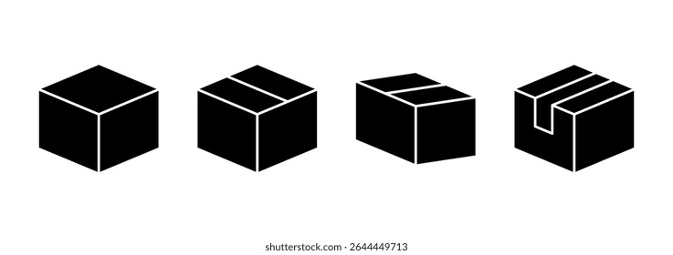 Vector del icono de la caja. muestra y símbolo de la caja, paquete, paquete