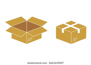 Vector del icono de la caja. signo y símbolo de la caja, paquete, paquete conjunto. Icono de caja. Paquete, cajas de entrega, distribución de carga, exportación, paquete de devolución. Ilustración vectorial. Eps 10