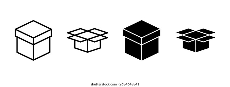 Vector del icono de la caja. muestra y símbolo de la caja, paquete, paquete