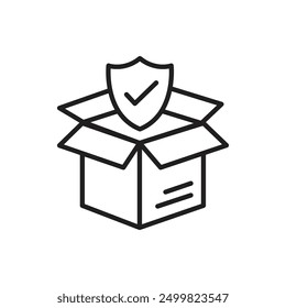 Box icon, box with verified icon, vector illustration. sign symbol, icon for ui ux and web design.