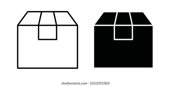 Box icons in black filled and outlined style