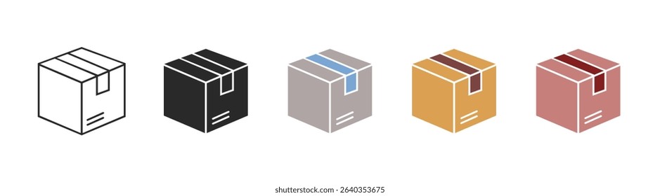 Box icons. Carton boxes icon set. Logistics delivery sign. Vector illustration