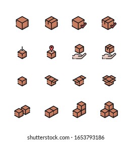 Box icons color line vector illustration