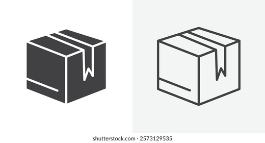 Box icons. flat and line style set