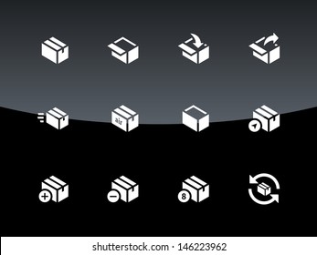 Box Icons on black background. Vector illustration. 
