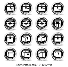 box icons on stylish round chromed buttons