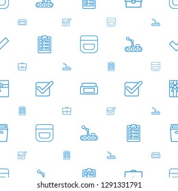box icons pattern seamless white background. Included editable outline cream, cream box, case, clipboard, tick, conveyor and robot arm, gift icons. box icons for web and mobile.