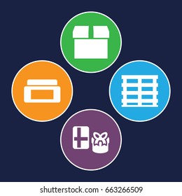 Box icons set. set of 4 box filled icons