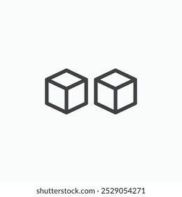 Box icons set. filled and line illustration