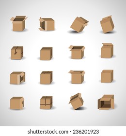 Box Icons Set - Isolated On Gray Background - Vector Illustration, Graphic Design Editable For Your Design