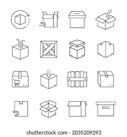 box icons set. box pack symbol vector elements for infographic web