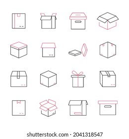 box icons set. box pack symbol vector elements for infographic web