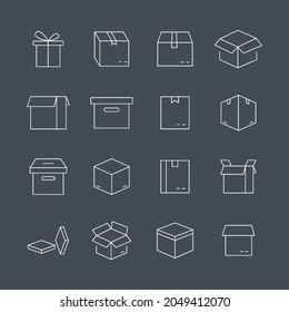 Box icons set. Box pack symbol vector elements for infographic web