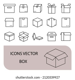 Box icons set . Box pack symbol vector elements for infographic web