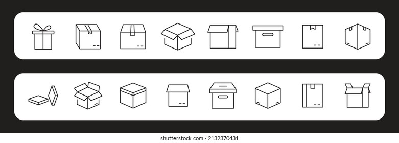 Box icons set . Box pack symbol vector elements for infographic web