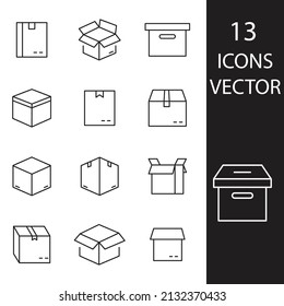 Box icons set . Box pack symbol vector elements for infographic web