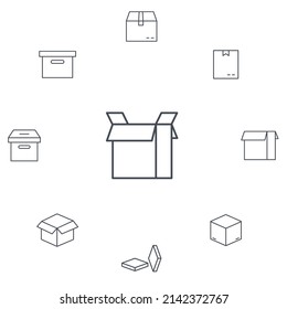 Box icons set . Box pack symbol vector elements for infographic web