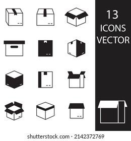 Box icons set . Box pack symbol vector elements for infographic web