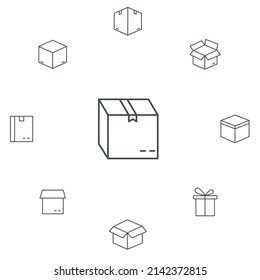 Box icons set . Box pack symbol vector elements for infographic web