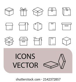 Box icons set . Box pack symbol vector elements for infographic web