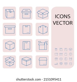 Box icons set . Box pack symbol vector elements for infographic web