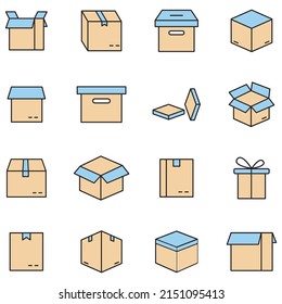 Box icons set . Box pack symbol vector elements for infographic web