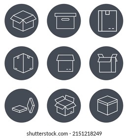 Box icons set . Box pack symbol vector elements for infographic web