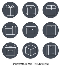 Box icons set . Box pack symbol vector elements for infographic web